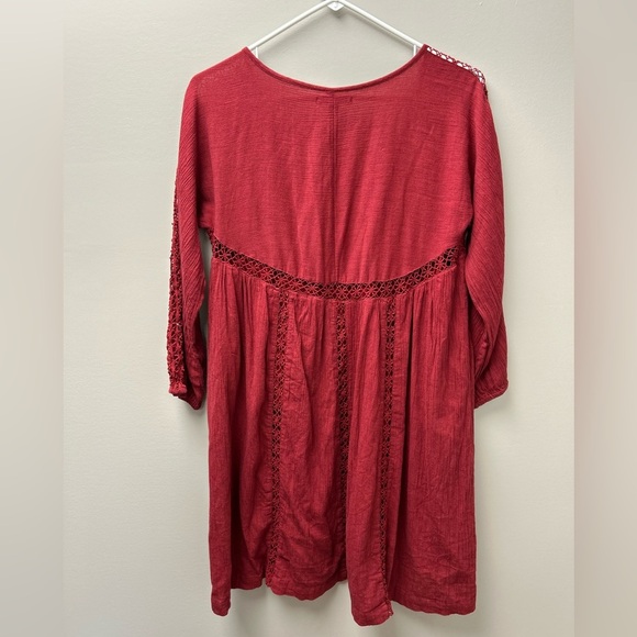 American Eagle Red Long Sleeve Midi Dress - Picture 3 of 5